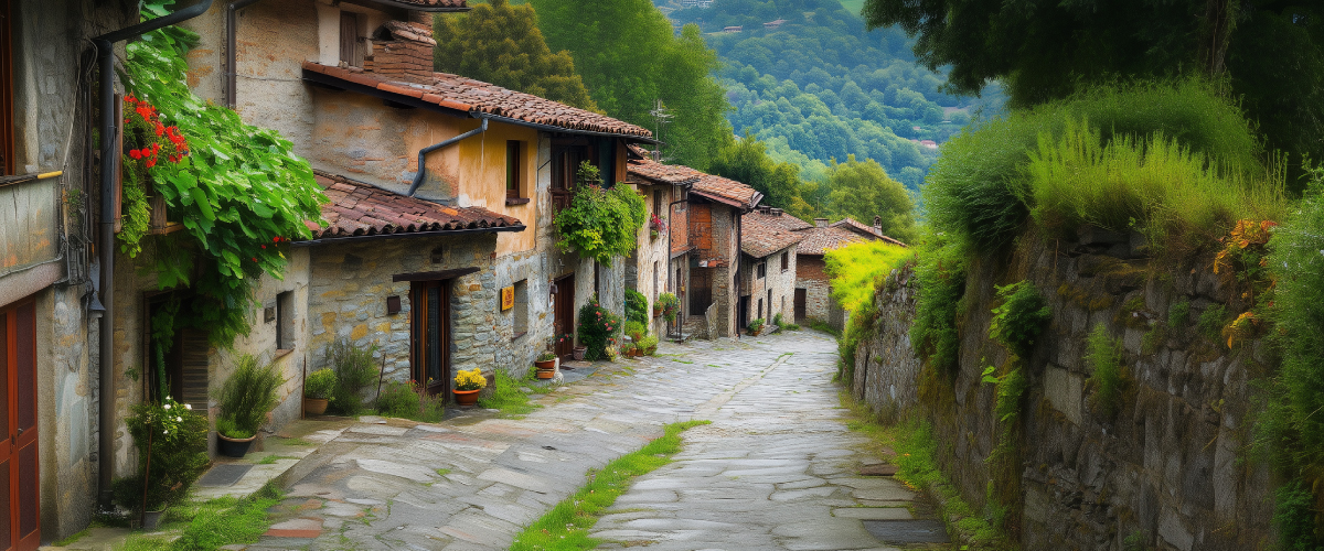 Concept art of an article about Italy Debt Crisis 2019: houses in rural Italy (AI Art)