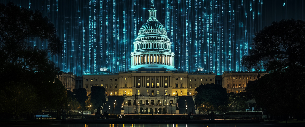 Concept art of an article about PEADs Exposed: Secret Government Plans for Emergencies: Capital Hill with code in background (AI Art)